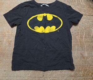 H&M Kids Black T-Shirt with Yellow Batman Logo